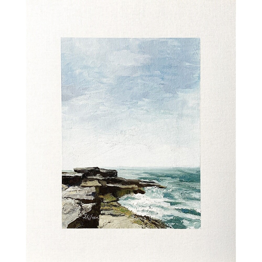 8x10 Maine Original Oil Painting Acadia Schoodic Point Atlantic Ocean Art Signed